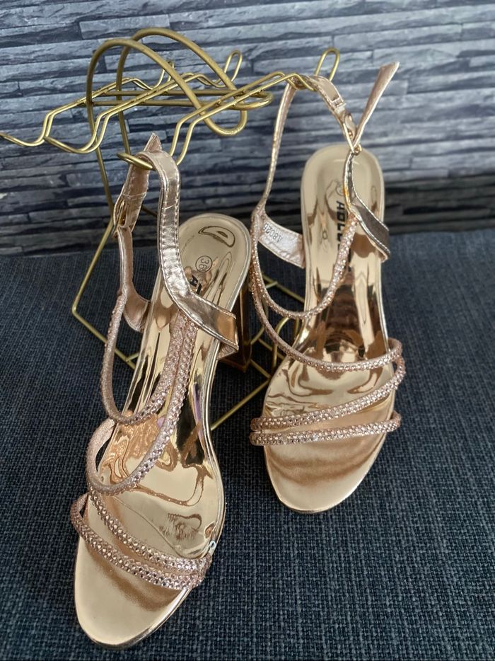 Chaussures nu pieds à lanières or rose 36 Adluum - photo numéro 4