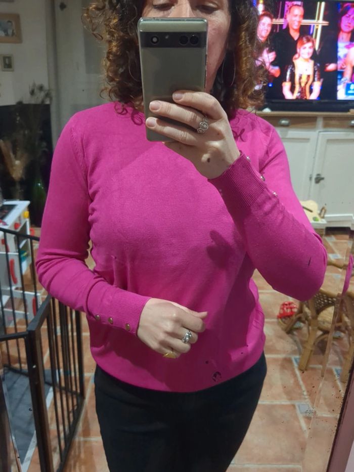 Pull léger rose fushia M
