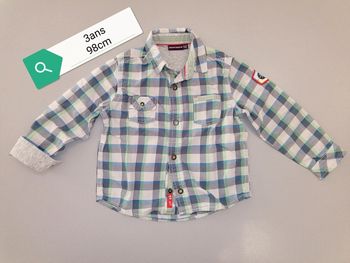 Chemise- tee-shirt 3ans-98cm bleu jeans-anis et gris clair.