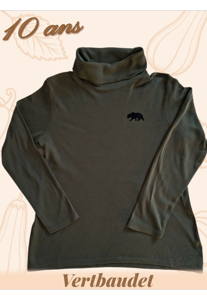 💚 Sous-pull kaki uni (10 ans) 💚