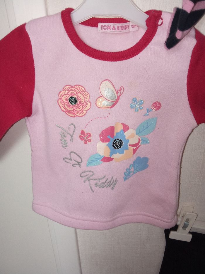 Lot hiver 12 mois, 74 cm,  fille pulls,  legging noir, rose ,rayures - photo numéro 3