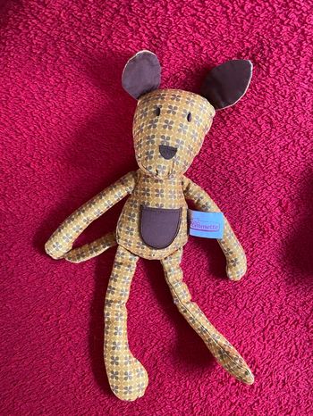 Pommette peluche doudou chien jaune marron poche tissu Neuf jamais utilisé 