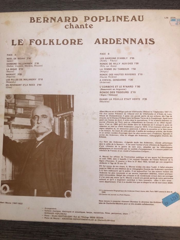 Vinyle 33t Chant folklorique ardennais - photo numéro 2