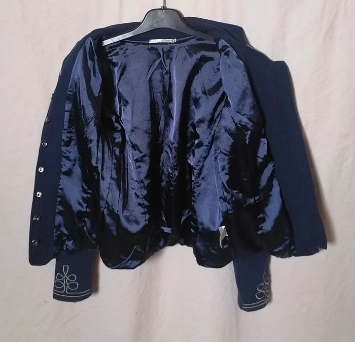 Veste / Blazer bleu marine broderie taille S DDP - photo numéro 10