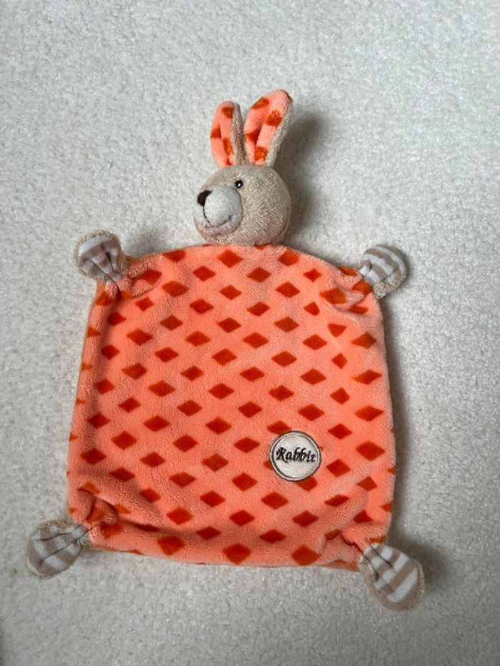 Doudou plat lapin orange