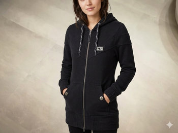 Veste en sweat épais noire longueur 70 cm avec capuche  Taille M Converse