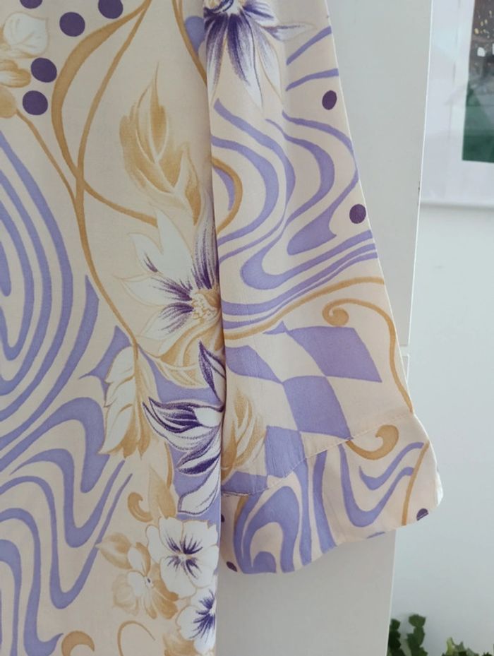 Chemise longue écrue et violette en viscose taille 42 - photo numéro 5