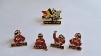Lot de 5 Pin's Vintage F1 Saison 1991 Ayrton Senna Alain Prost GP Belgique