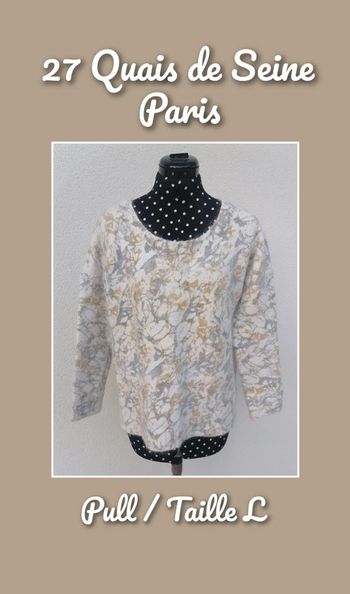 Pull blanc gris kaki laine Taille L 27 Quai de Seine