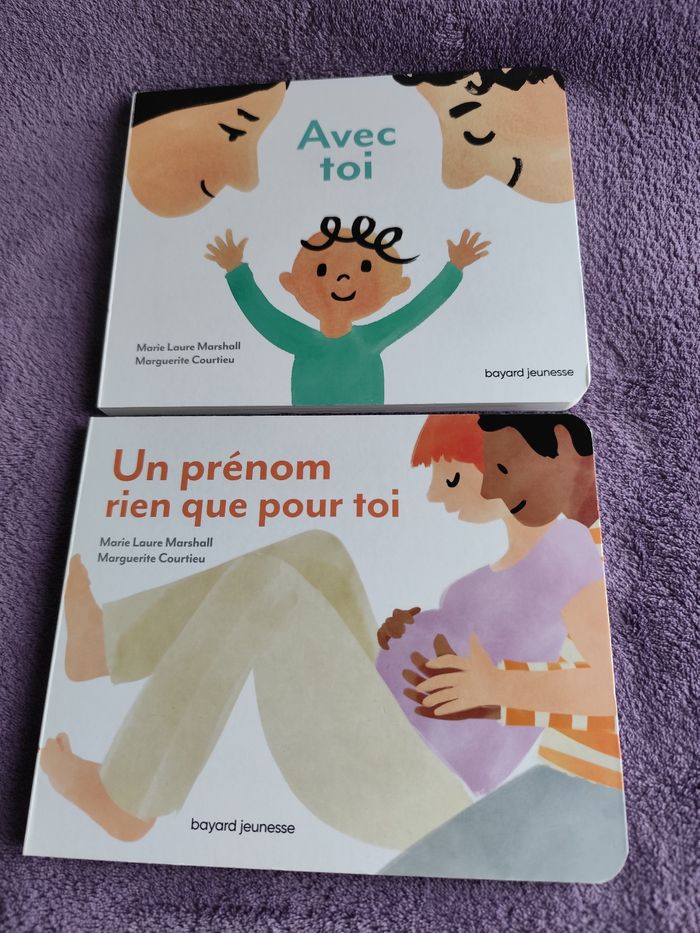 Lot de 2 livres bebe cartonnés  un prénom rien que pour toi + avec toi de marie laure Marshall série les mots doux