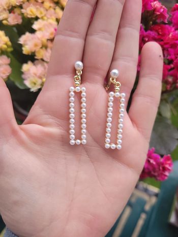 Clips d oreilles rectangles delicats perlé