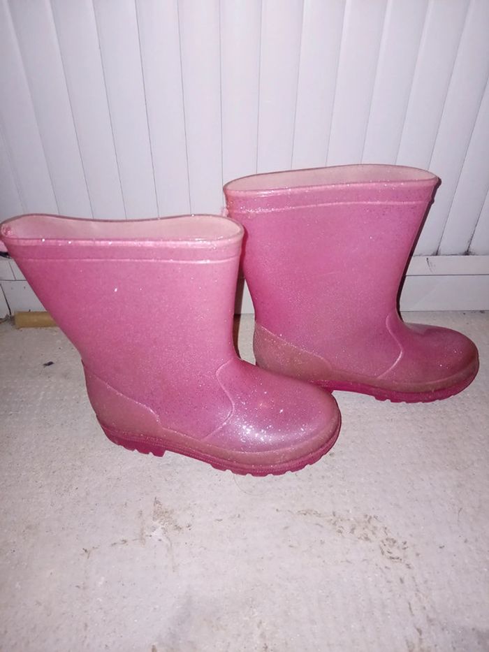 Bottes de pluie rose paillettes - photo numéro 2