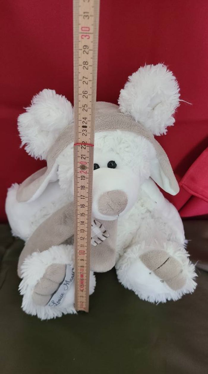 doudou peluche souris blanche chapka louise mansen - photo numéro 4