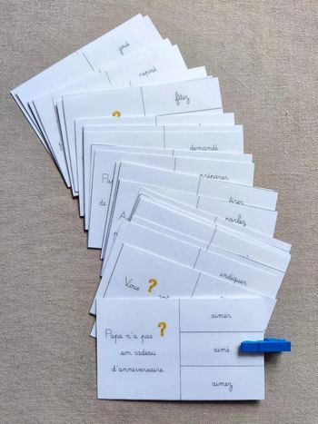 32 cartes à pince terminaisons en -é, -er, -ez