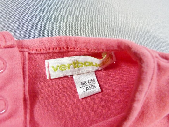 Robe courte jersey rose argenté cœur Vertbaudet 2 ans 86 cm fille - photo numéro 3