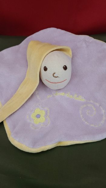 DOUDOU PLAT UN REVE DE BEBE CMP LUTIN MAUVE JAUNE LONG BONNET