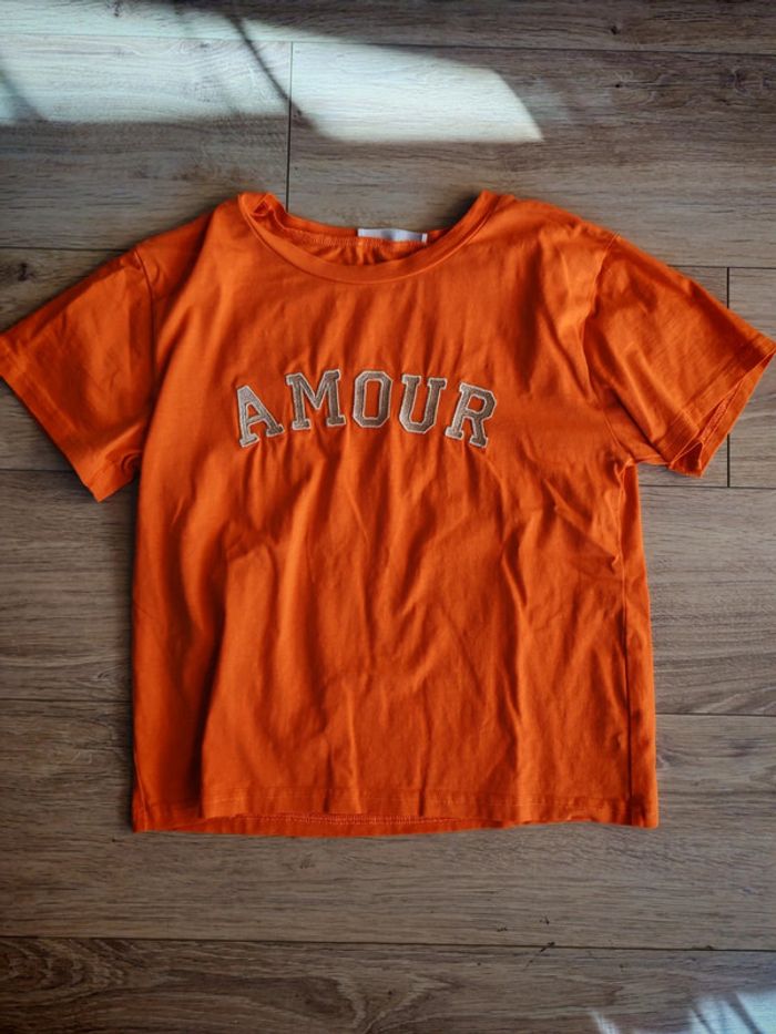 Tee shirt orange amour 12 ans