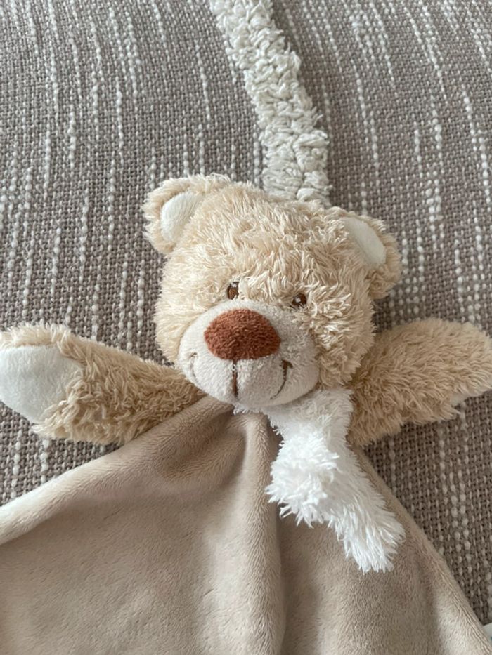 Peluche doudou plat 30cm tex ours beige marron très bon état - photo numéro 2