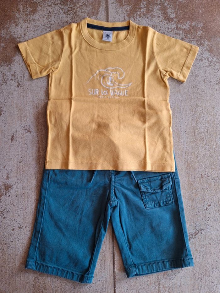 Ensemble t-shirt Petit Bateau et bermuda Tape à l'œil - 4 ans - photo numéro 2