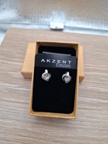 Boucles d'oreilles Cœur - Acier Inoxydable & Cristal - Argenté