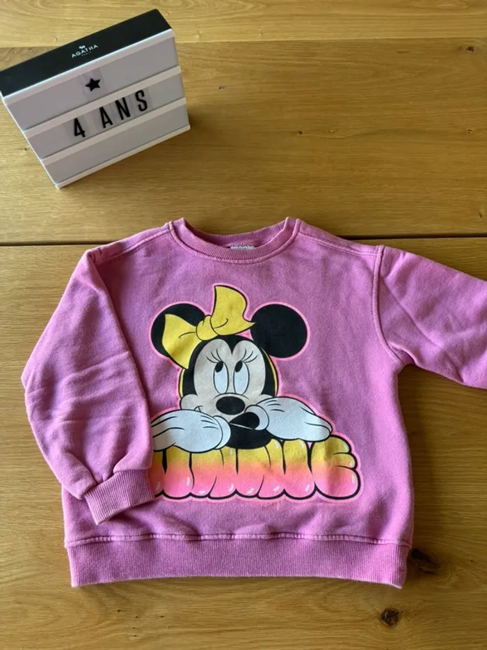 Sweat rose ML avec Minnie Mouse - Taille 4 Ans