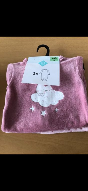 Lot de 2 pyjamas fille en velours 1 mois