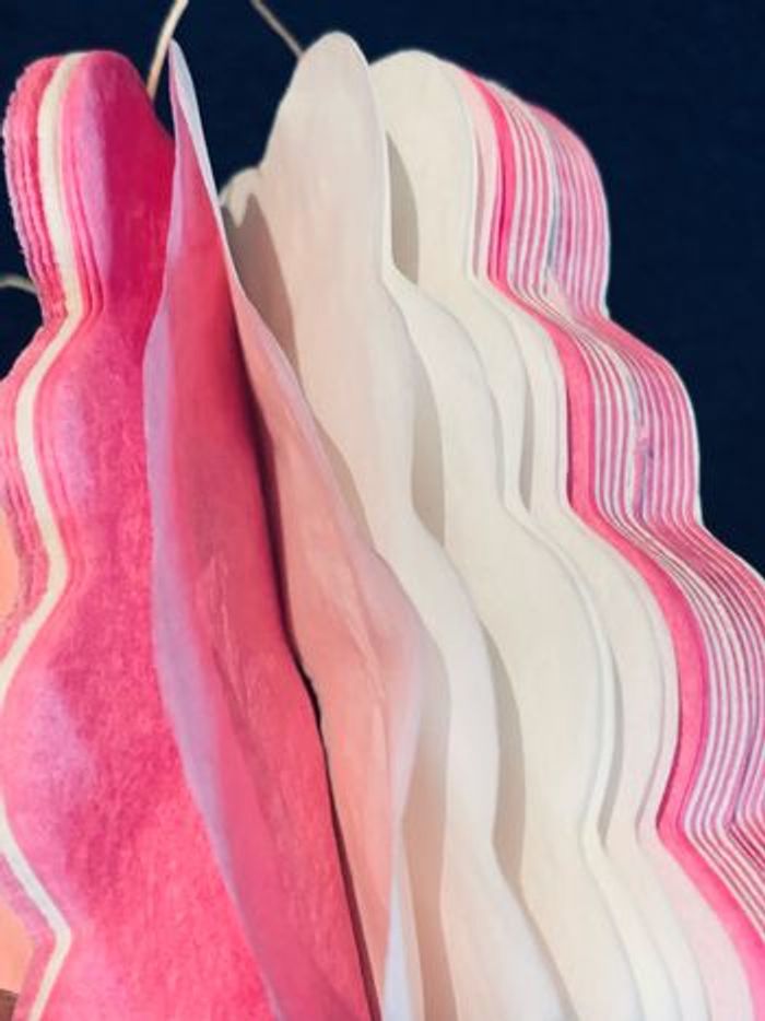 Guirlande en papier avec fil couleur rose et blanc Carrés - photo numéro 5