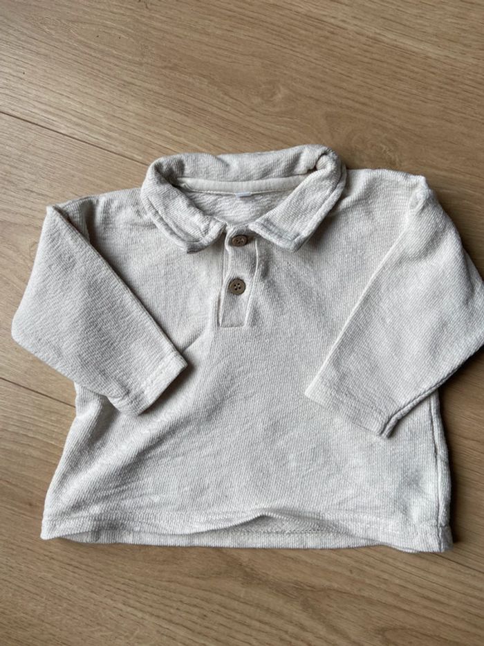 Ensemble beige haut à col et pantalon rayé Zeeman 74cm - photo numéro 2