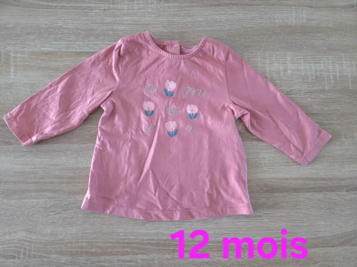 Tshirt fleur manches longues 12 mois