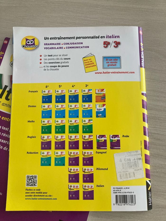 2 cahiers de révision Italien Collège (Hatier) Neuf avec corrigés - photo numéro 7