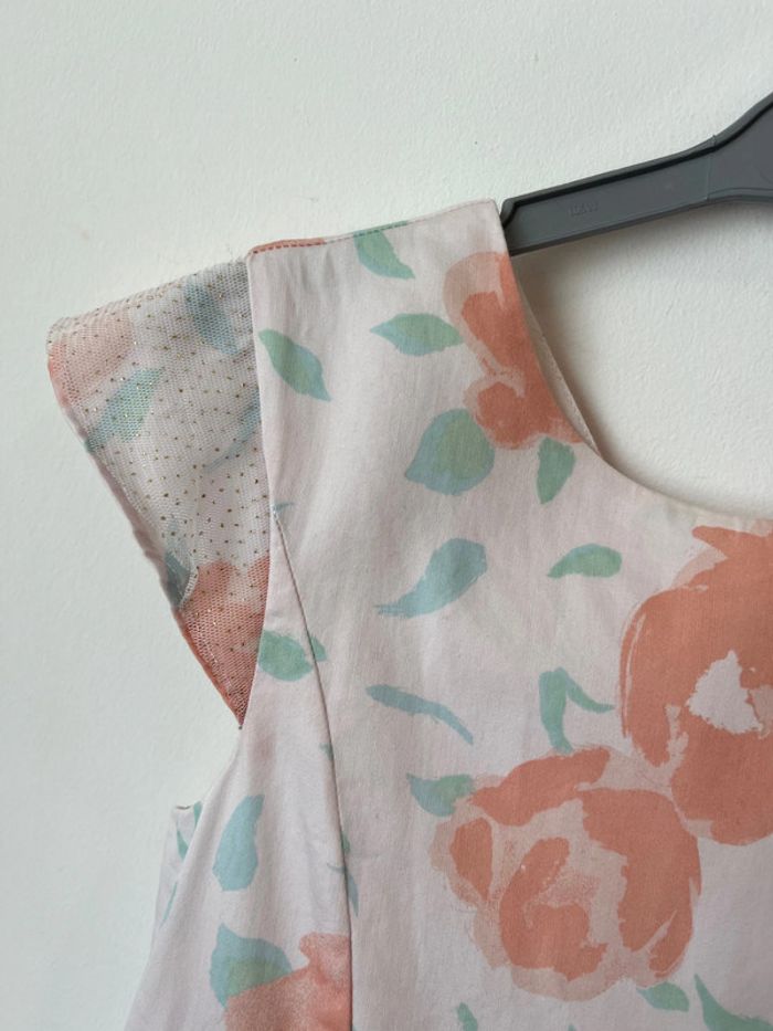 Robe rose à fleurs (détails en tulle pailleté) - Petit Bateau 6 ans (116cm) - photo numéro 3