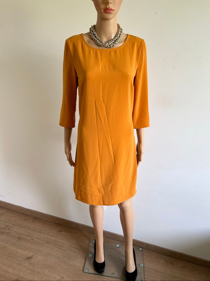 Robe jaune avec manches 3/4 Vila taille 36 TBE - photo numéro 3