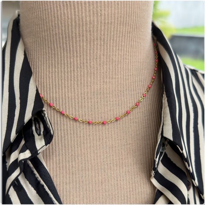 Collier perles résine email or acier - Ateliersdisa collection - photo numéro 8