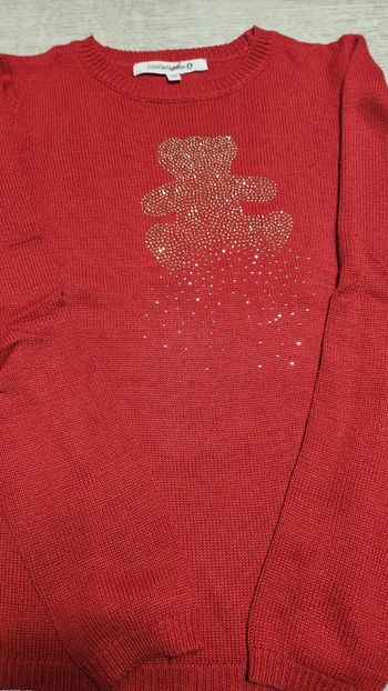 Pull rouge Lulu Castagnette avec motif doré