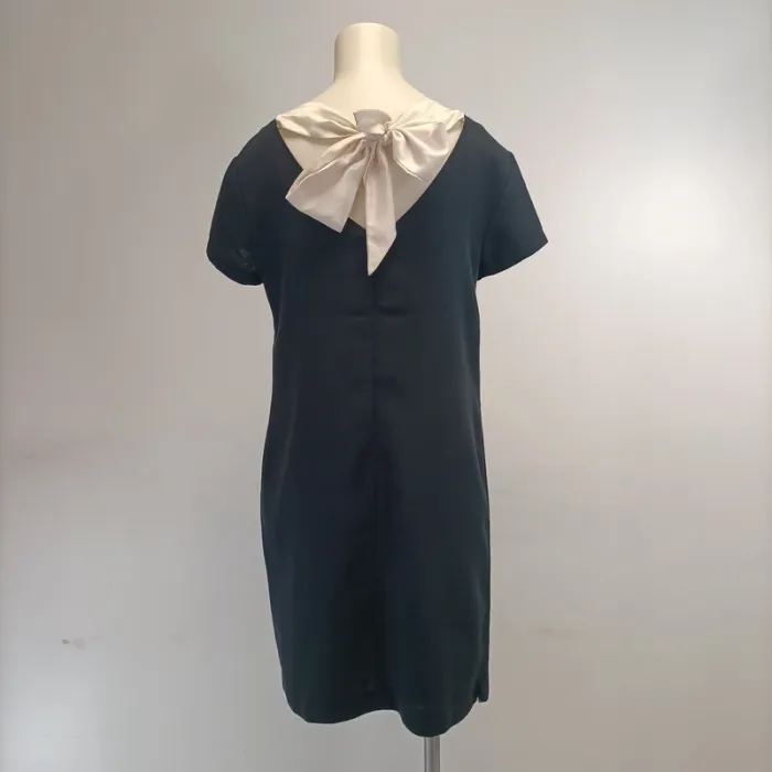 Robe noir S - coupe droite col rond - Vero Moda - Cocktail, Nouée à l'arrière, Dos décolleté A458 - photo numéro 2