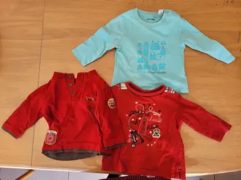 Lot 3 tee-shirts ML 6 mois garçon
