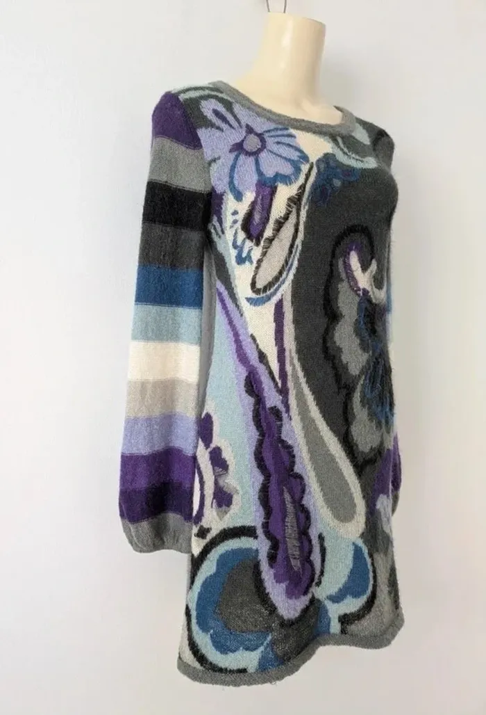 Pull long coloré 60% mohair - René Derhy - taille S - photo numéro 2