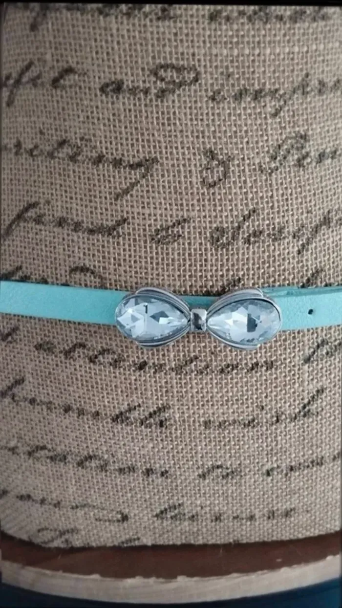 Ceinture fine bleu boucle effet noeud - photo numéro 3