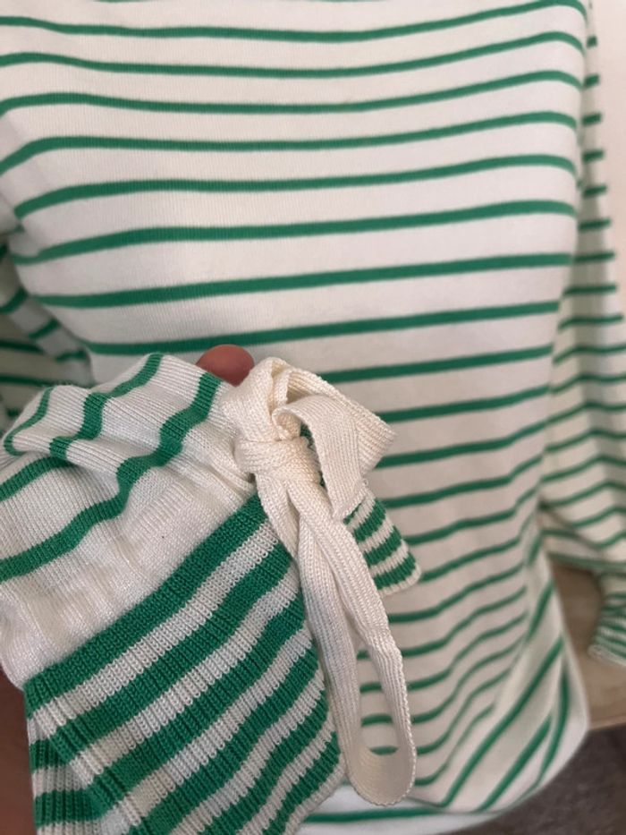 Pull à rayures blancs et vert Vero Moda taille L-40💫 - photo numéro 3