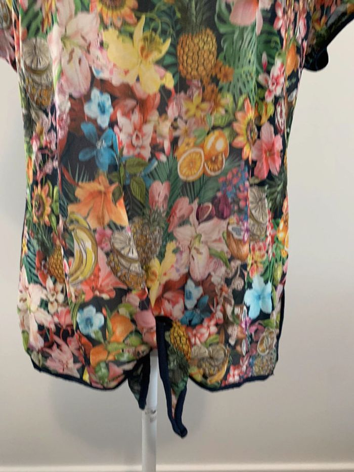 Blouse fruits multicolore et bleu marine Bréal T3 40 L - photo numéro 4