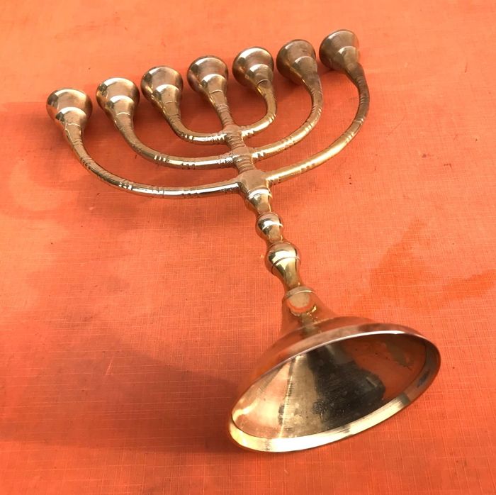 Menorah Chandelier 7 branches Laiton poli - photo numéro 5