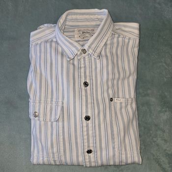 Chemise Manche Longue Rayure Vintage 90's - 100% Coton 👔 Made in Malaysia - Ralph Lauren - Taille L