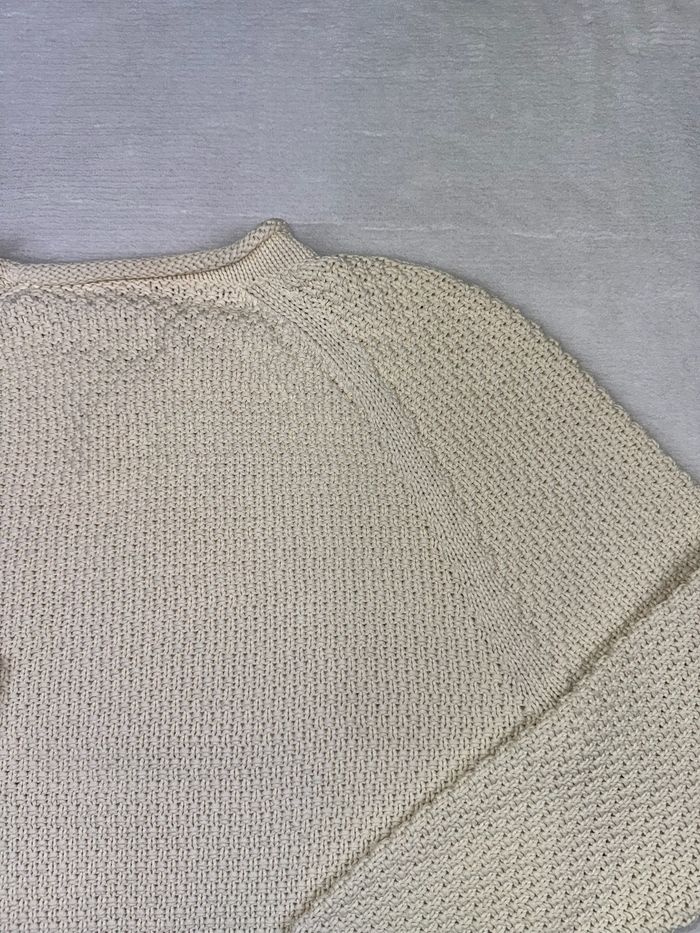 Pull femme Ralph Lauren beige clair / écru 100% coton Taille L femme maille épaisse premium #02225 - photo numéro 8