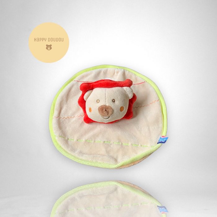 Peluche Doudou rond Lion vert rouge sucre d'orge DP205 - photo numéro 3