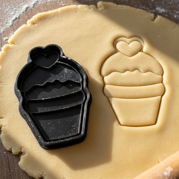 Emporte-pièce Cupcake avec cœur pour biscuits et pâtisserie créative