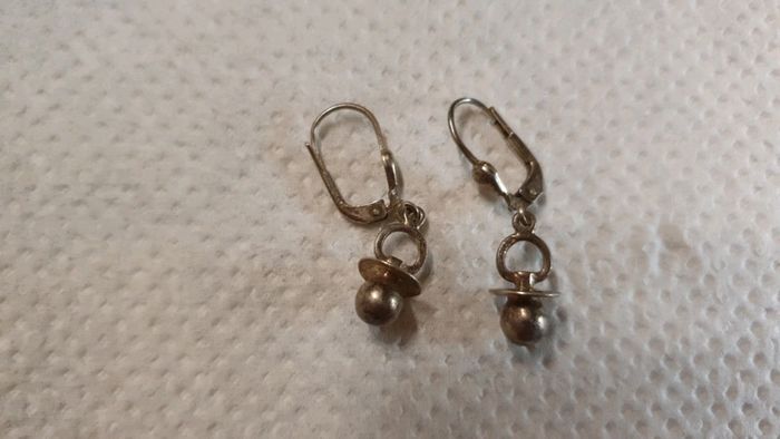 2 boucles d oreille tototte argent vintage