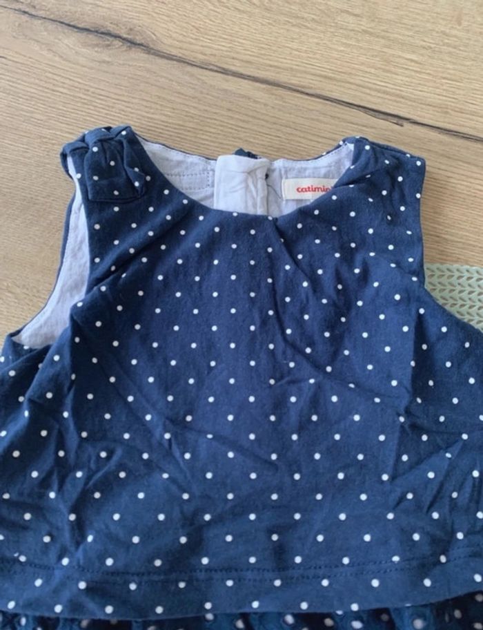 Robe bleu marine a pois blanc -12mois - catimini - photo numéro 2