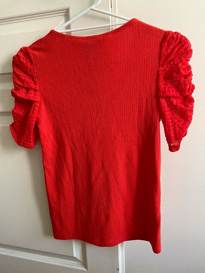 Blouse rouge Mango manches courtes longueurs blouse taille S neuf avec étiquette longueur 58 cm - photo numéro 9