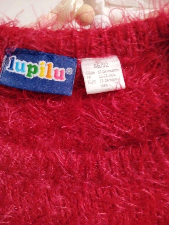 Pull doux rouge fille bonhomme de neige 86/92 cm - photo numéro 3