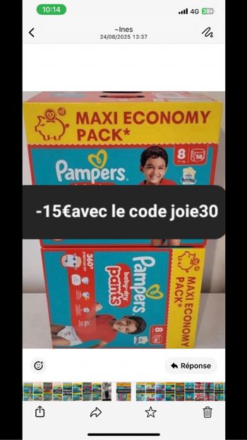 2 carton de couche Pampers taille 8